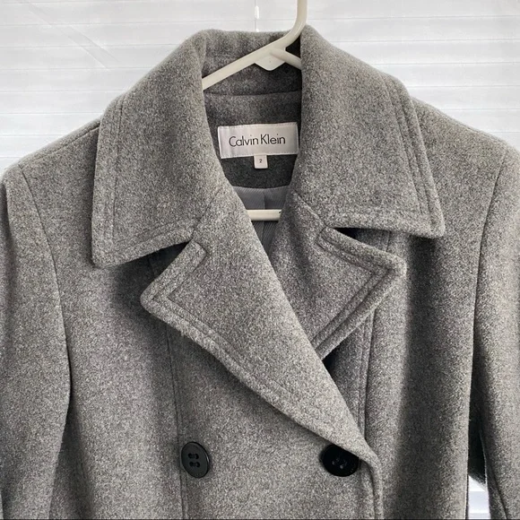 Calvin Klein Gray Wool Peacoat - Picture 2 of 12